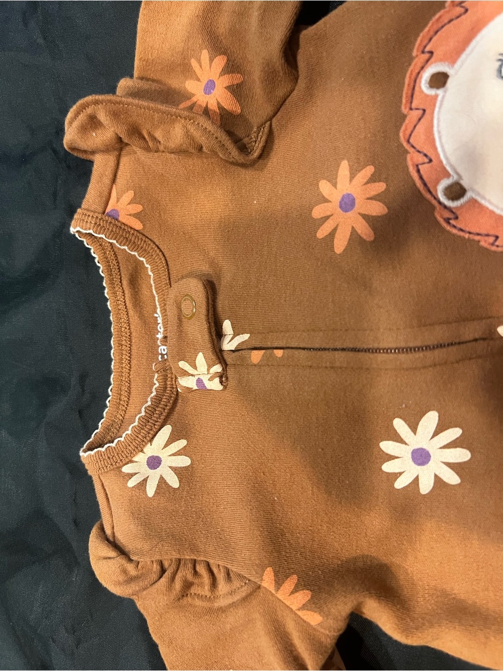 Carter's Rust Brown Floral Hedgehog Footed One-Piece - Picture 5 of 7